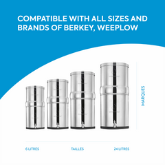 Filtros de carbón ionizado activado premium 2X para filtros de agua por gravedad. También compatibles con Berkey BB9 y otros filtros de marca.