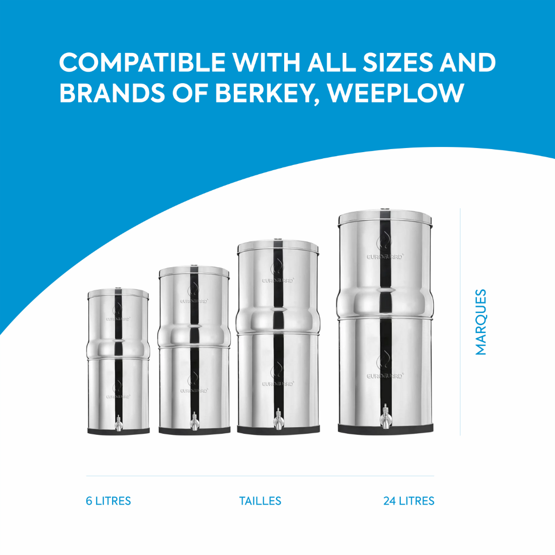 Filtros de carbón ionizado activado premium 2X para filtros de agua por gravedad. También compatibles con Berkey BB9 y otros filtros de marca.