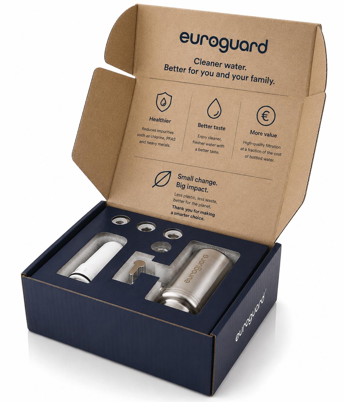 euroguard Stainless Steel Tap Water Filter & & Kitchen Faucet Purifier System - Patented CeraCore by euroguard